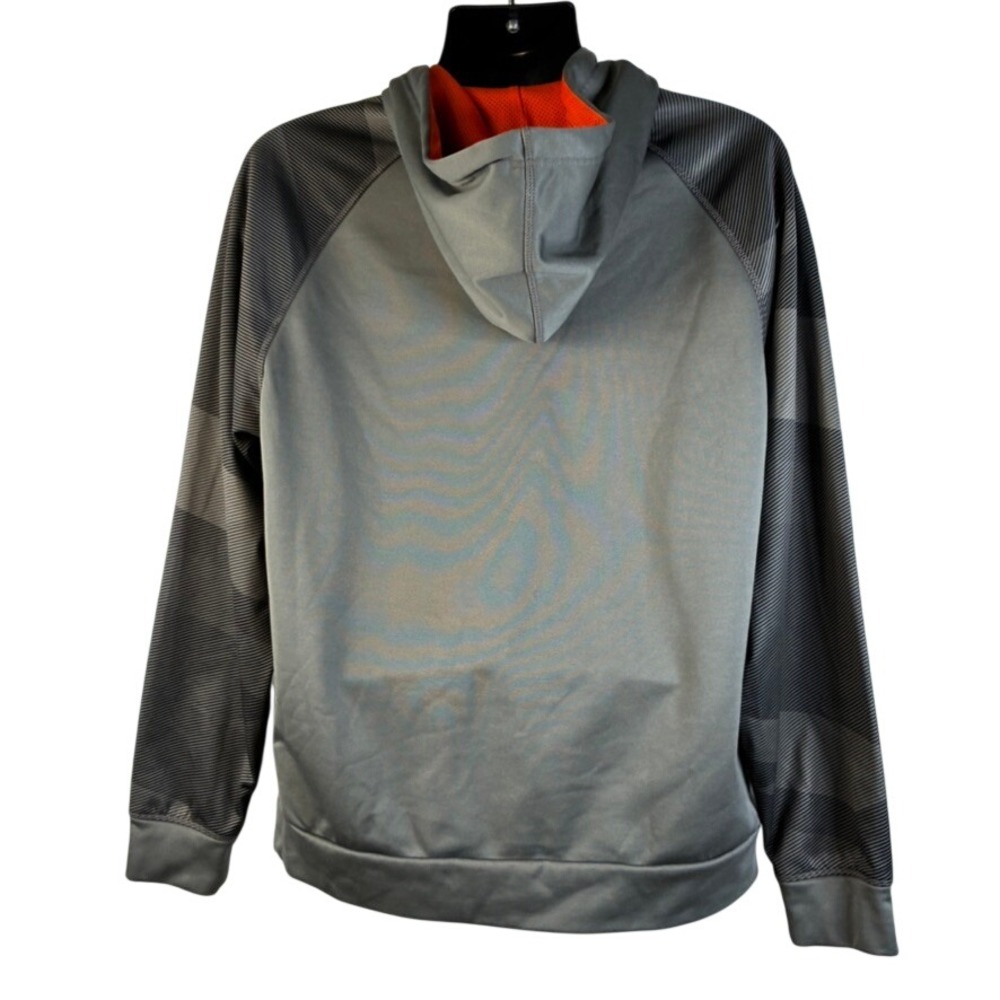 Majestic Denver Broncos NFL Therma Base Hoodie Mens‎ Large Grey Orange Pullover - Picture 3 of 16